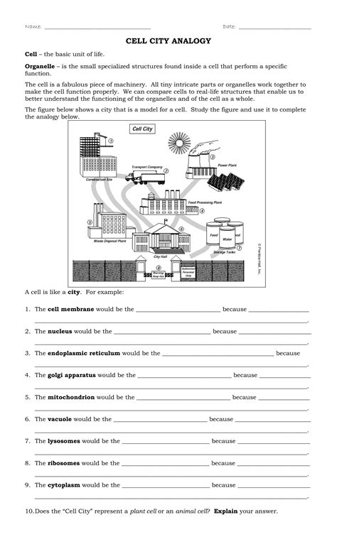cell city analogy worksheet|cell city analogy worksheet answers.